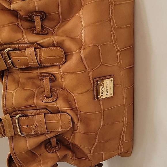 Dooney & Bourke Chiara Leather Croco-Embossed Tan Tote Handbag - Picture 2 of 8